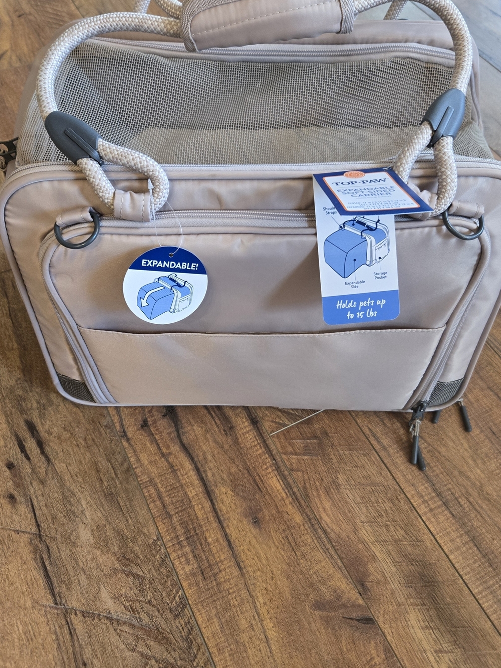 Top Paw Expandable Small Pet Carrier in Tan